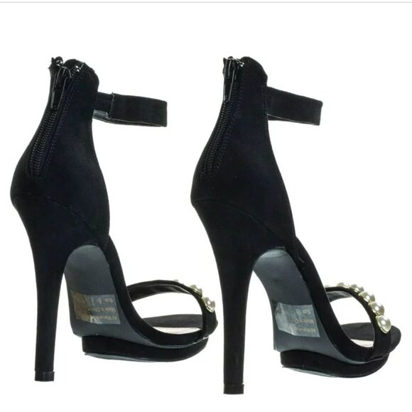 Wild Diva Lounge Retro Pearl embellished strap High Heel Stiletto Sandal 5.5 - Picture 5 of 14
